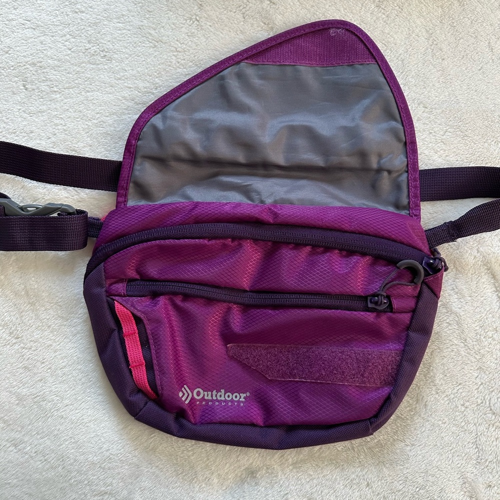 Outdoor Products Purple Fanny Pack Belt Pouch Waist Hiking Crossbody Bag - Picture 2 of 4